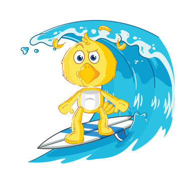 recommend clip art: chick surfing character. cartoon mascot vector