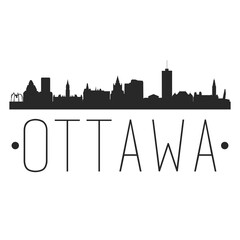 Ottawa, ON, Canada City Skyline. Silhouette Illustration Clip Art. Travel Design Vector Landmark Famous Monuments.