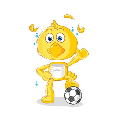 chick playing soccer illustration. character vector