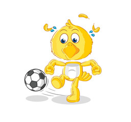 chick kicking the ball cartoon. cartoon mascot vector