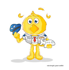 chick pilot mascot. cartoon vector