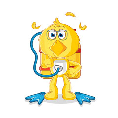 chick diver cartoon. cartoon mascot vector