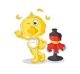 chick fashion designer vector. cartoon character