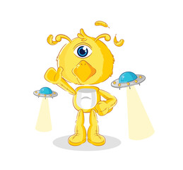 chick alien cartoon mascot vector