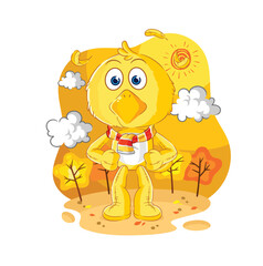 chick in the autumn. cartoon mascot vector