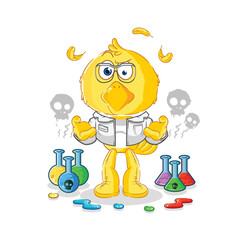 chick mad scientist illustration. character vector