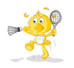 chick smash at badminton cartoon. cartoon mascot vector