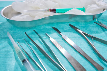 surgical instruments in a operation room