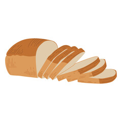 Toast bread. Loaf of wheat and rye bread with slices. Vector illustration for bakery, food design. Whole grain baked bread sliced