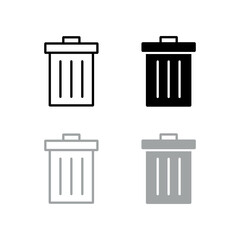 Garbage can simple icon set