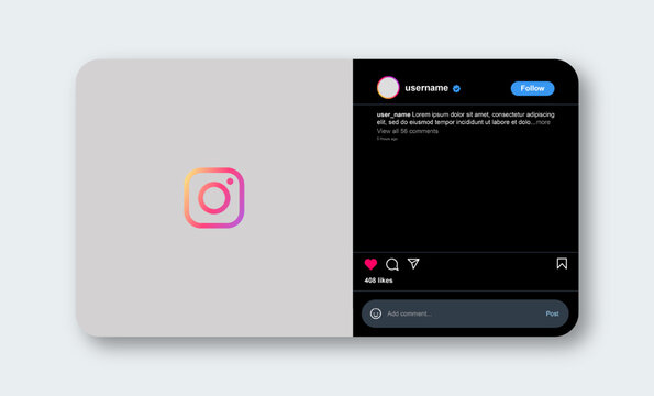 Lombok, Indonesia - September 17, 2022: Instagram mock up in dark theme. Social media interface for web