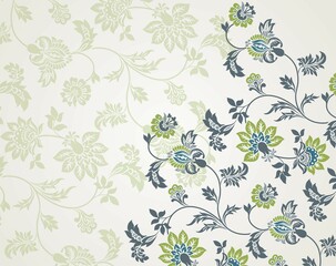 Colorful paisley floral pattern , textile swatch , India	