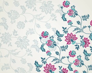 Fototapeta na wymiar Colorful paisley floral pattern , textile swatch , India 