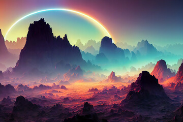 3D rendering dust and fog covering abstract fantasy landscape