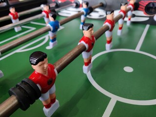 Fototapeta premium Arcade table soccer with tools for playing for office and home games.