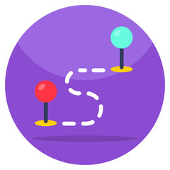 Vector design of route, flat icon 