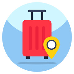 Travel bag location icon in flat design 
