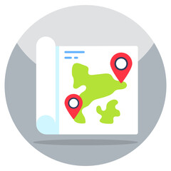 An icon design of route in flat style 