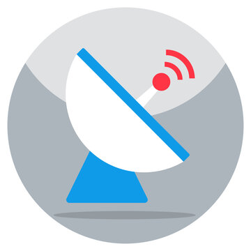 Flat Design Icon Of Parabolic Antenna 