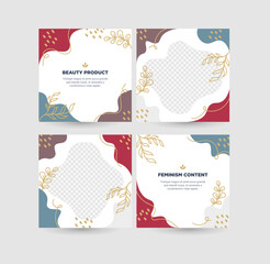 Flat and Fun Liquids Social Media Post Template Suitable for Women's Products like lipstick, powder, creams