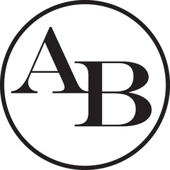 Logo of letters AB on circle - monochrome