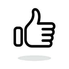 Like icon. Hand like. Thumb up. Outline love symbol. Social media sign. Seal of approval. OK sign. Vector illustration, EPS10.