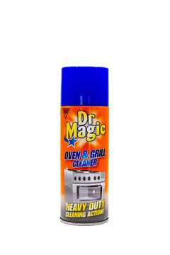 Irvine, Scotland, UK - August 20, 2022:   Dr Magic Branded Oven And Grill Cleaner In Recyclable Metal Can And Recyclable Plastic Top