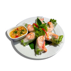 Fototapeta na wymiar Spring rolls with shrimp