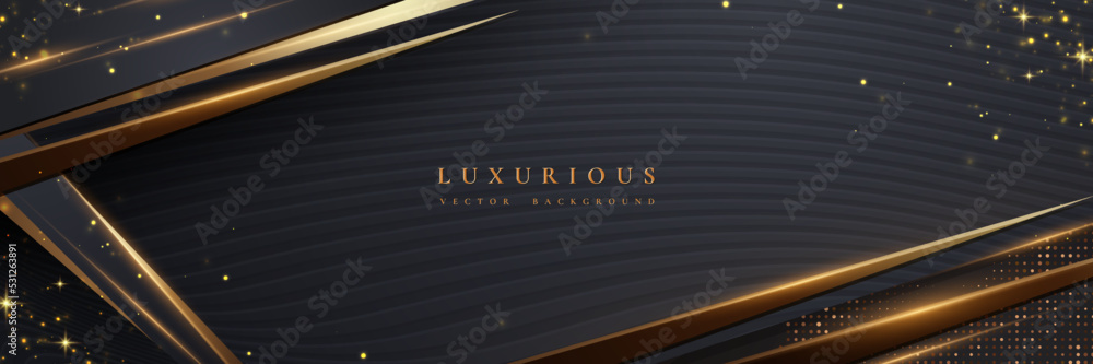 Poster abstract vector background with 3d style. elegant background with black and golden color.