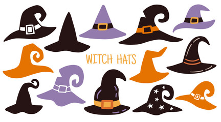 Different Cartoon Witch Hat Collection