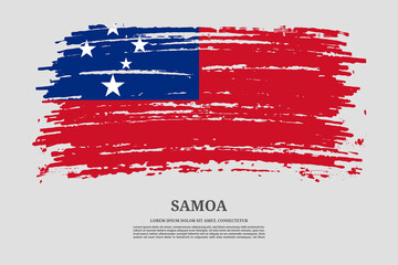 Samoa flag with brush stroke effect and information text poster, vector © gladder