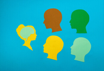 a woman manager leads a meeting, business design, flat lay
