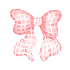 Pink gift bow in watercolor style 