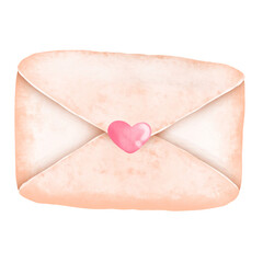 envelope with heart watercolor 