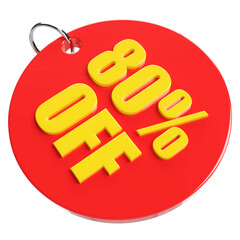 Tag 80 percent off promotion 3d rendering isolated