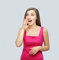 Portrait of beautiful girl screaming at the camera