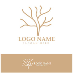 Obraz premium Abstract tree logo for forest and park nature.with a combination of .vector line elements for business designs, agriculture, ecological concepts, greenery and natural beauty.