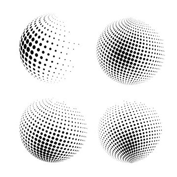 Abstract grunge halftone sphere globe textured background design vector