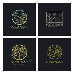 Abstract tree logo for forest and park nature.with a combination of .vector line elements for business designs, agriculture, ecological concepts, greenery and natural beauty.