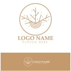 Abstract tree logo for forest and park nature.with a combination of .vector line elements for business designs, agriculture, ecological concepts, greenery and natural beauty.