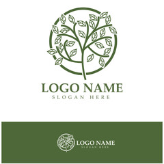 Abstract tree logo for forest and park nature.with a combination of .vector line elements for business designs, agriculture, ecological concepts, greenery and natural beauty.