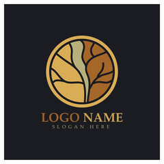 Abstract tree logo for forest and park nature.with a combination of .vector line elements for business designs, agriculture, ecological concepts, greenery and natural beauty.