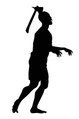 Zombie silhouette vector, Halloween devil in black and white.
