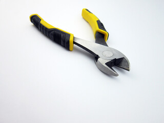    Pincers isolated on white background. clamp icon. Open cutters. Open the cutting pliers. Construction, repair or hand tools concept. Manual wiring tool