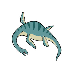 Dinosaur swimming, Loch ness monster isolated. Fantastic creature for children. Flat vector illustration. © Angelina