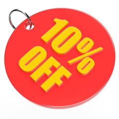 Tag 10 percent off promotion 3d rendering isolated