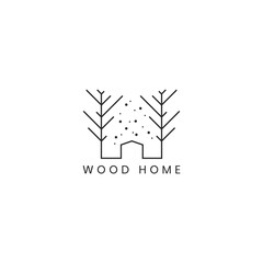modern wood home iconic logo vector design template.  simple wood house logo business design vector illustration with minimalist, simple and elegant styles isolated on white background. 