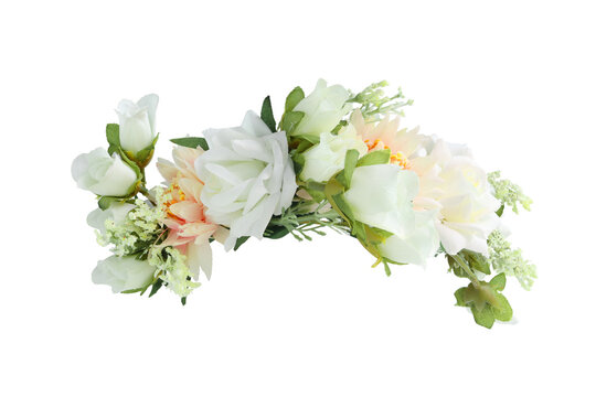 White Flower Crown Front View isolated on white background with clipping paths