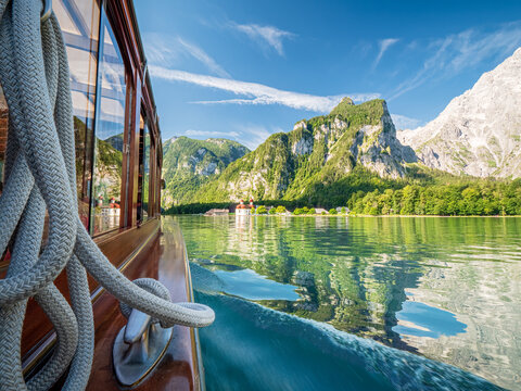 A famous boat trip from Sch&ouml;nau to Salet during summer time with the Watzman mountain chain on the right