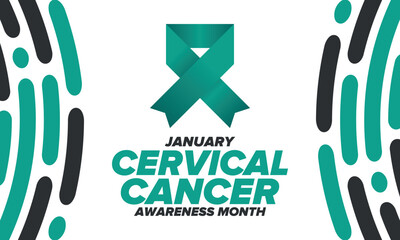 Cervical Cancer Awareness Month. Celebrate annual in January. Woman healthcare. Girl solidarity. Cancer prevention. Female disease. Medical healthcare concept. Poster, banner and background. Vector